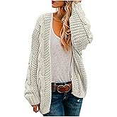 Oversized Cardigans for Women Cable Knit Lantern Long Sleeve Cardigan Outwear Chunky Textured Sweaters Outfits