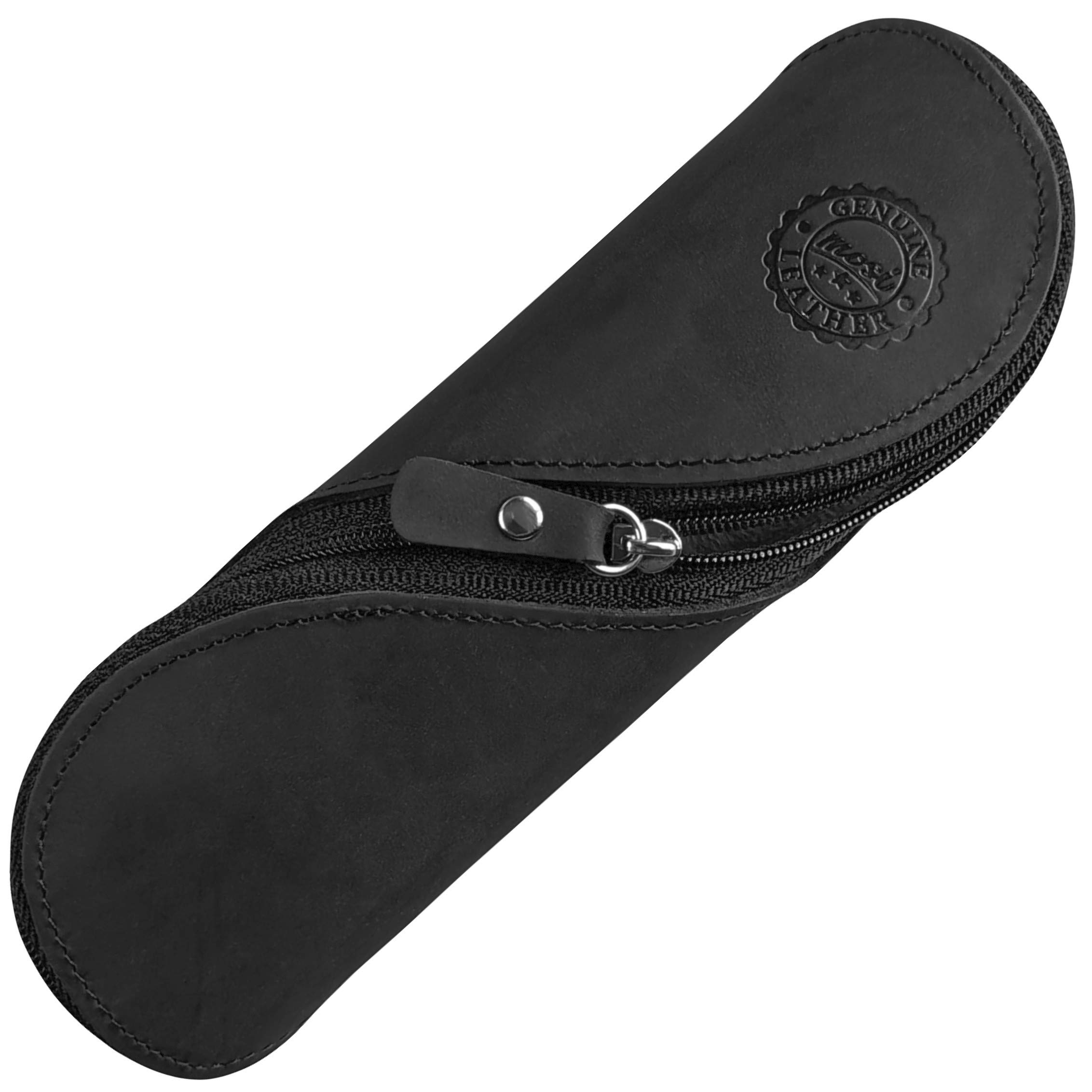 MOSI Genuine Leather Reading Glasses/Pencil Case - Authentic and Unusual Handmade Vintage Gift Pouch (Black) โ image 1