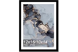 Fxojyvo 12x16 Frame Black, Display Picture 10x14 with Mat or 12 x 16 Without Mat, Wall Hanging Large Picture Frame for Diamond Art Painting 30x40cm - 1 Pack