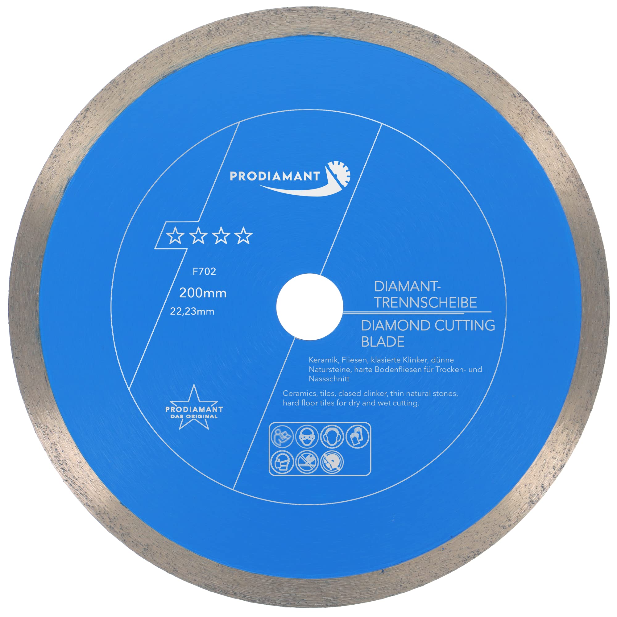 PRODIAMANT Professional Diamond Cutting Disc PRORIM 200 mm x 22.23 mm No Breaking with Glazed Tiles Porcelain Stoneware Ceramic