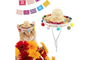 ALIBBON Mini Sombrero Straw Hat - Multicolor Dog & Cat Hat for Mexican Fiesta