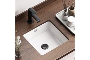 Small Square Undermount Bathroom Sink, QISHKA 13.8" x 13.8" Ceramic Undercounter Vanity Sink White Porcelain Vessel Sink, Mini Rectangle Wash Basin with Overflow for Restroom