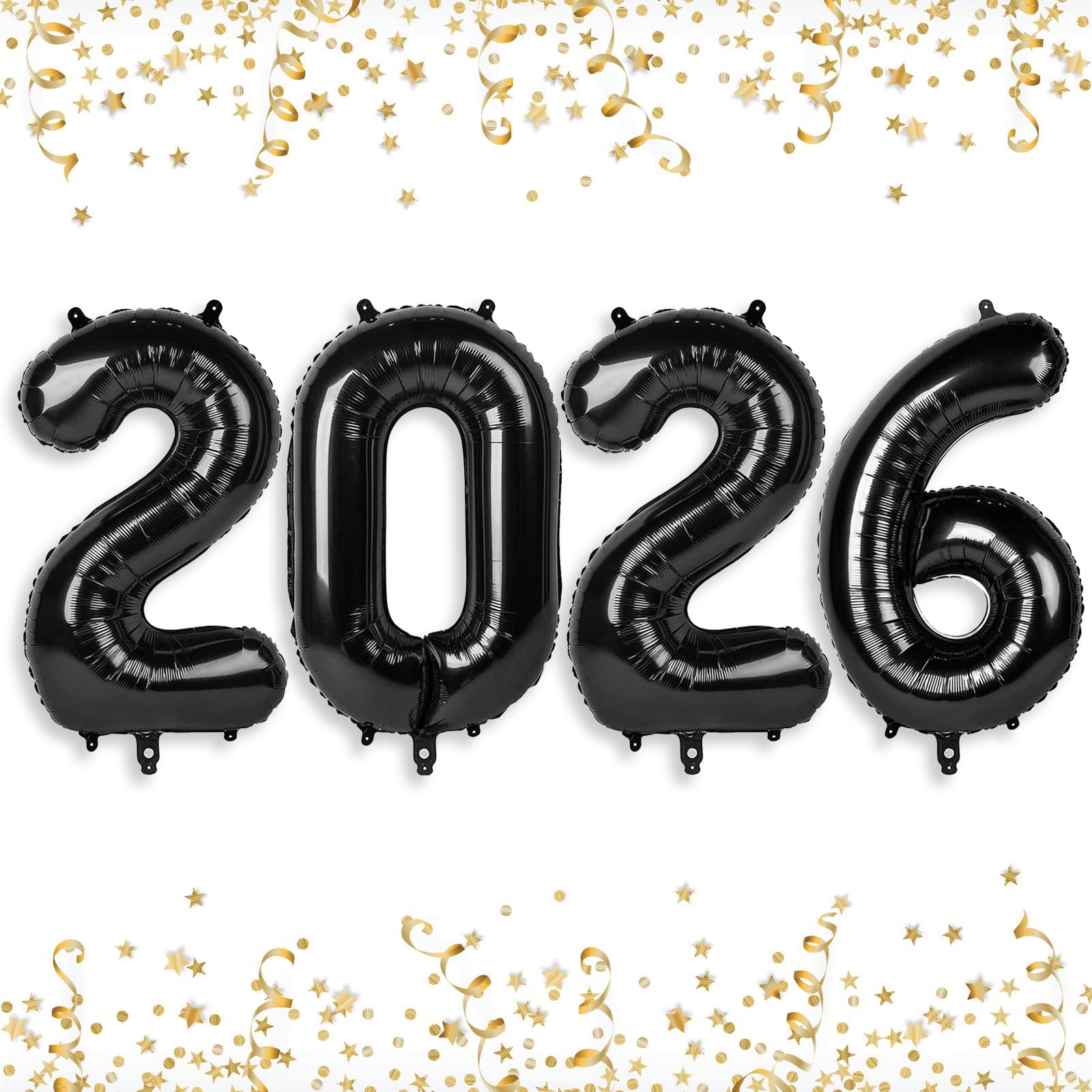 Photo 1 of 2026 Balloons Black 2026 Balloon Numbers - 16 Inch Happy New Year Foil Balloons 2026 for New Year Eve Party Supplies Birthday Graduation Anniversary Decorations