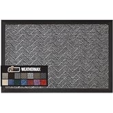 GORILLA GRIP 100% Waterproof All-Season WeatherMax Doormat, 72x24, Durable Natural Rubber, Stain and Fade Resistant, Low Profile, Indoor Outdoor Door Mats, Easy Clean Patio Entrance Mat, Steel Chevron
