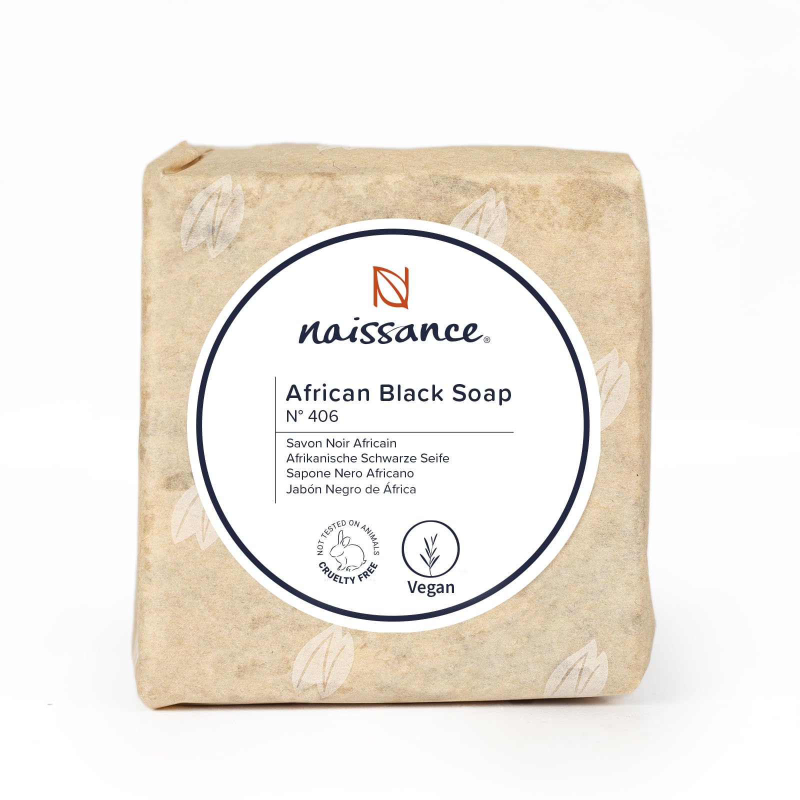 Naissance Authentic African Black Soap (No. 406) - 100g - Natural Cleansing - for Skin, Hands, Body