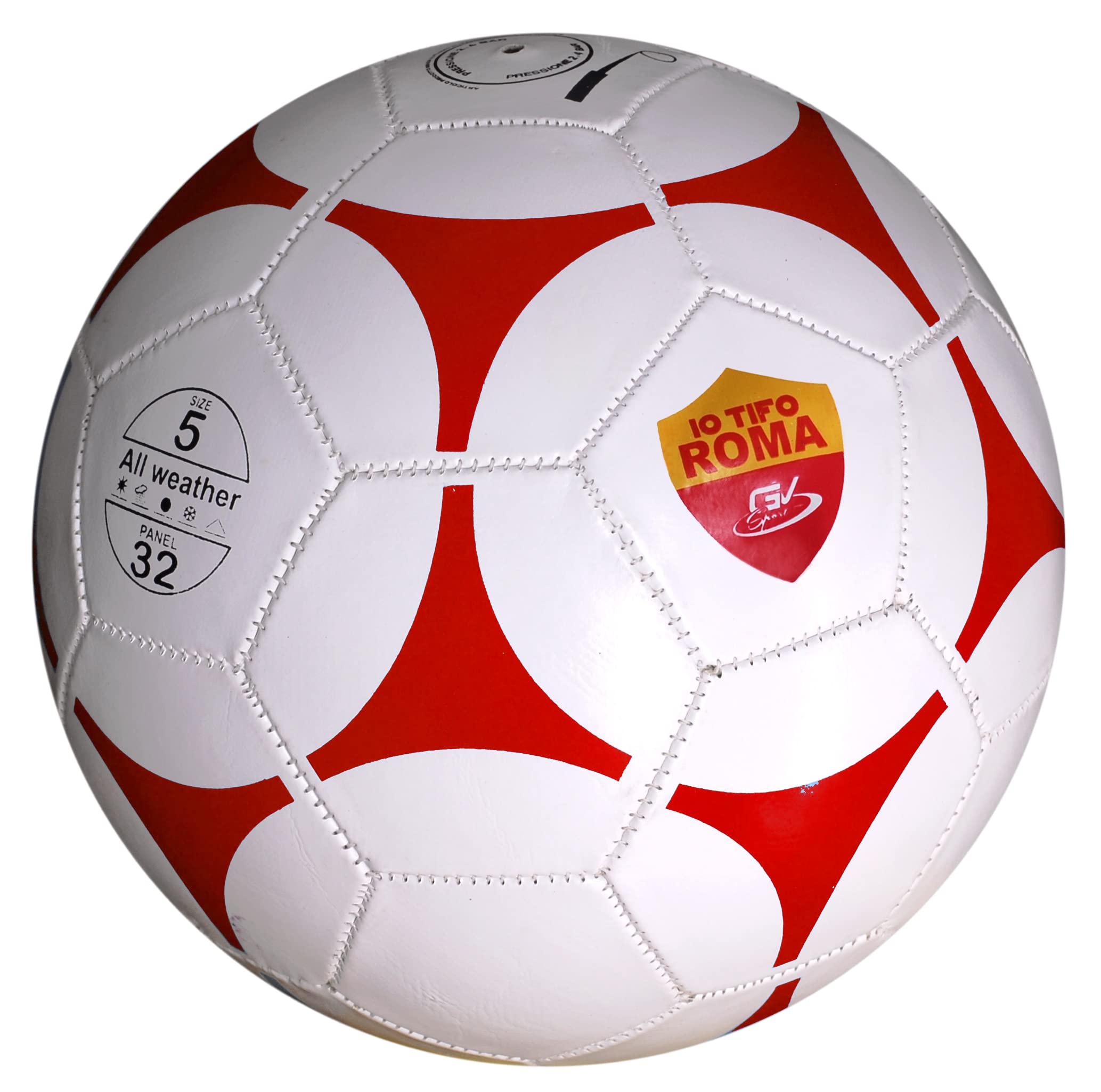 CUCUBA Football for Training or Match Size 5 Glossy for Romanists (Main Colour: White) I Tifo Roma