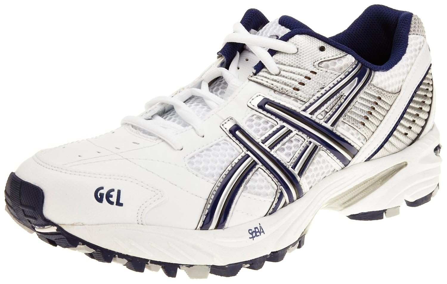 Asics Men's Gel Trigger 5 White/Navy/Silver Cricket Shoe S007Y0150 9 UK