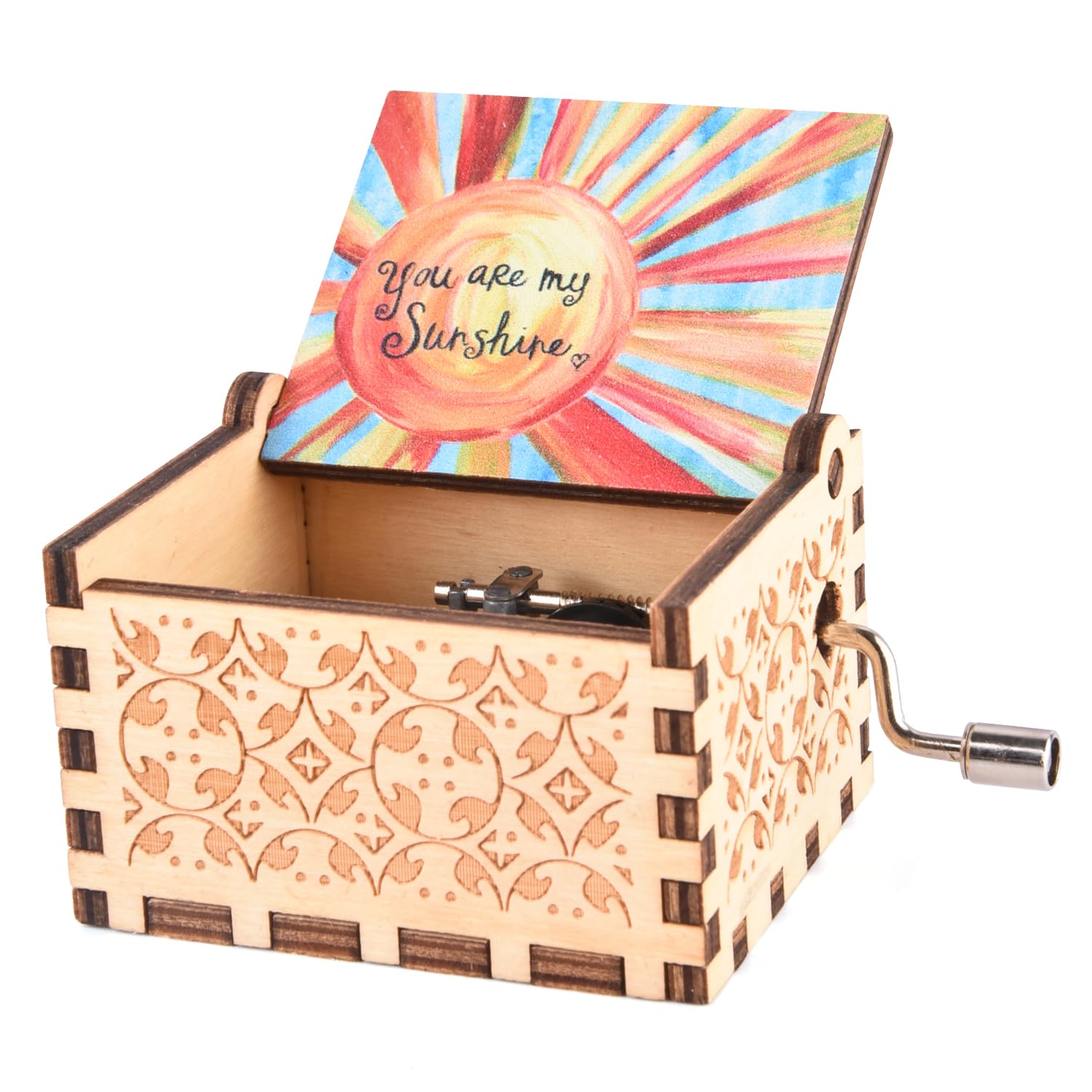 Photo 1 of byykit You are My Sunshine Music Boxes,Laser Engraved Vintage Wooden Sunshine Music Box Gifts for Birthday Christmas Wedding Anniversary