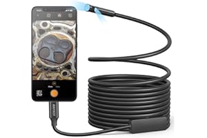 Anykit Dual Lens Endoscope Camera with Adjustable Lights, Type C Borescope for Sewer, IP67 Waterproof Semi-Rigid Snake Cameras, 1080HD Industrial Scope Inspection Camera, Gadgets for Men(9.8 ft)