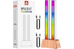 AODUKE Cherry Wood LED Light Bar, Music Sync RGB Light,USB Music Rhythm Lights Ambient Lamp for Gaming Movies Lamp,PC Desktop Music Light,TV Room Decoration,Voice Rhythm Spectrum Light-AJRZJ2