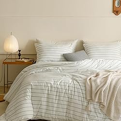 CLOTHKNOW Striped Comforter Set King 3Pcs White