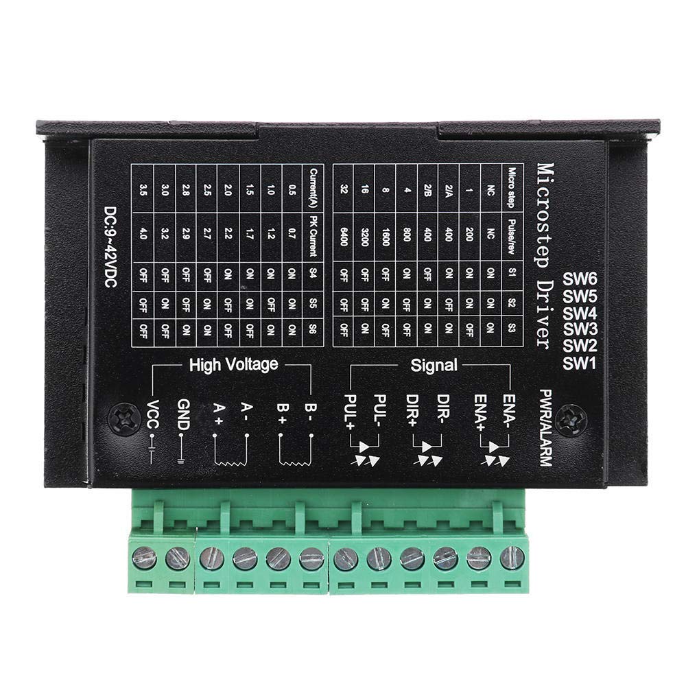 DollaTek TB6600 4A 9-42V Stepper Motor Driver CNC Controller, Stepper Motor Driver Nema Tb6600 Single Axes Two Phase Hybrid Stepper Motor for CNC