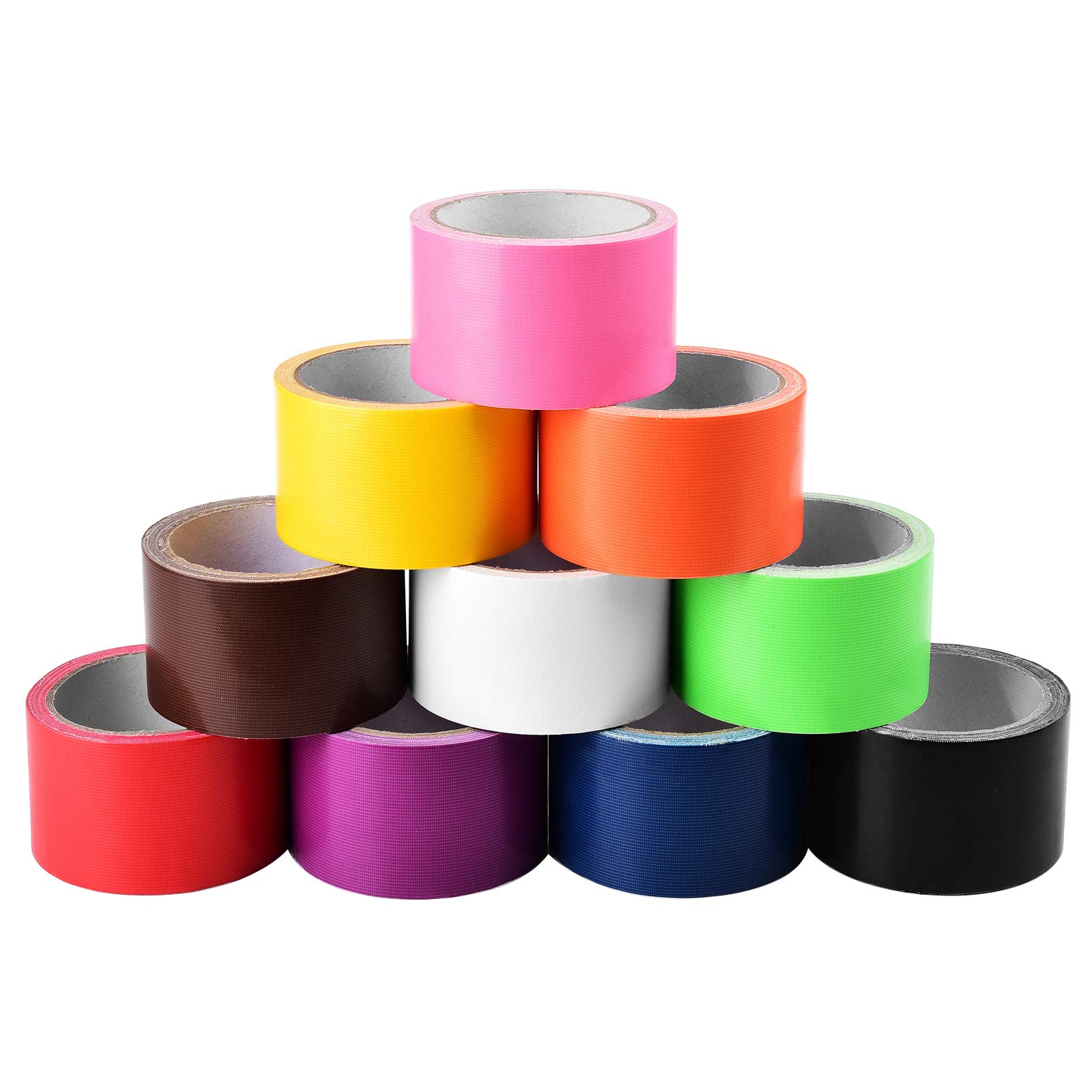 AUMUA 10 Rolls Duct Tape Fabric Gaffer Tape, 50mm x 9.1m Waterproof Strong Ducktape Coloured, Colored Tapes Great for Packaging, Arts & Crafts, Color-Coding and Kids DIY Projects