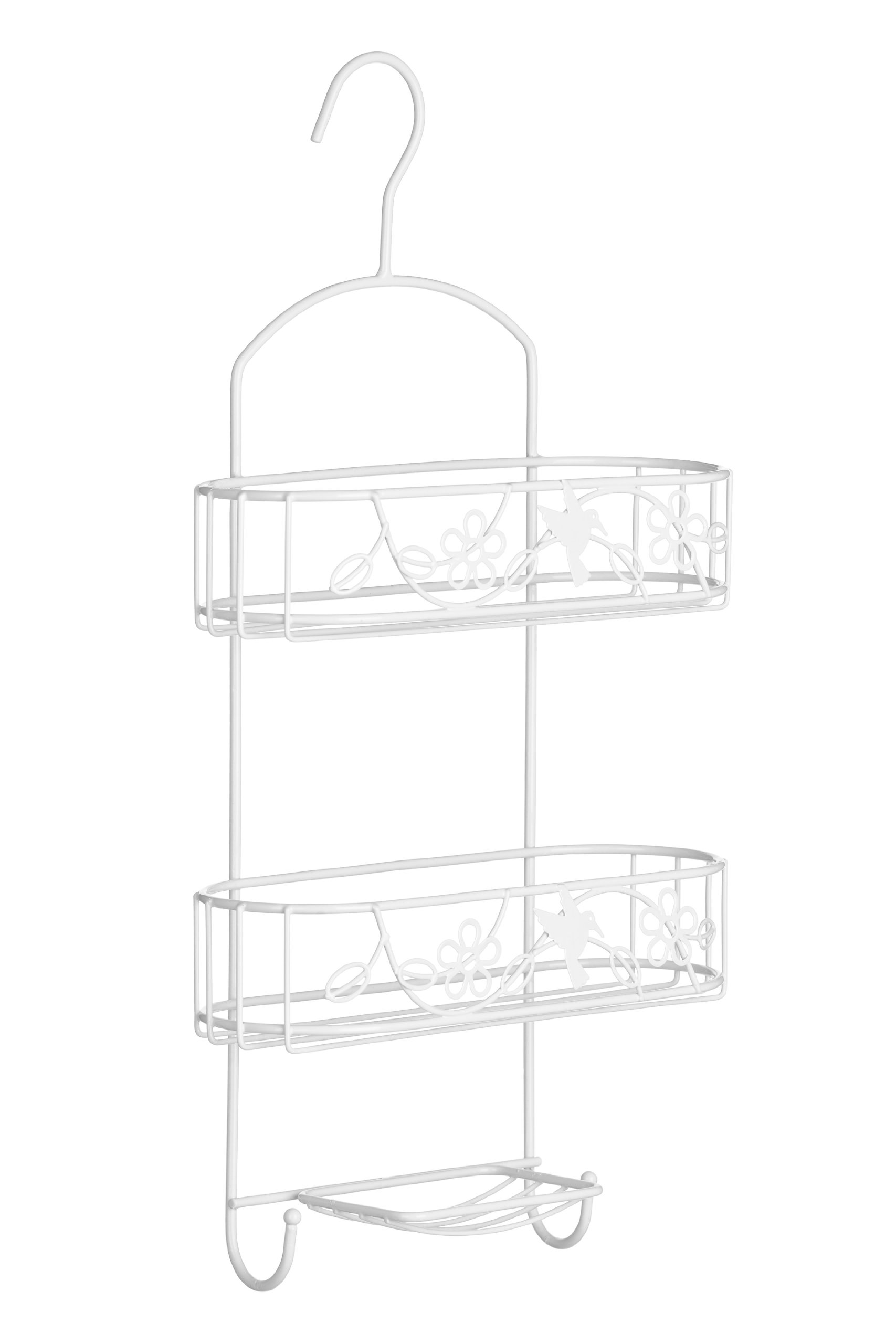 Premier Housewares Small Storage Baskets Shower Shelf Shower Organiser Bathroom Caddy Plastic Shower Caddy Hanging Organiser 52x26x11, White