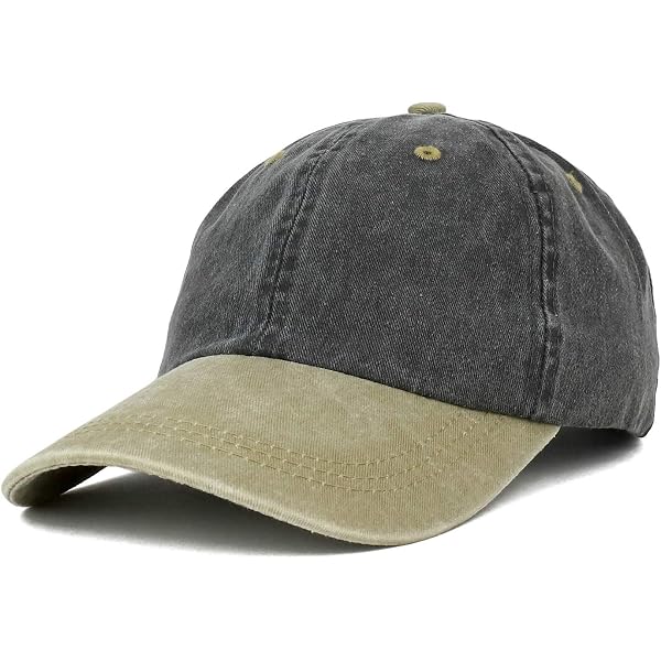 Two Tone Cotton Twill Low Profile Strap Cap - Gold Navy at  display picture 1