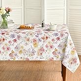 Horaldaily Spring Tablecloth 60×84 Inch Rectangular, Pink Lavender Watercolor Flowers Washable Seasonal Table Cover for Party Picnic Dinner Decor