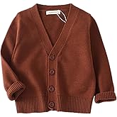 PTPUKE Unisex Boy' Girls' Cardigans Sweater V-Neck Long Sleeve Button Soild Cotton Knit Sweaters for 1-8 Years