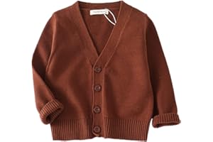 PTPUKE Unisex Boy' Girls' Cardigans Sweater V-Neck Long Sleeve Button Soild Cotton Knit Sweaters for 1-8 Years