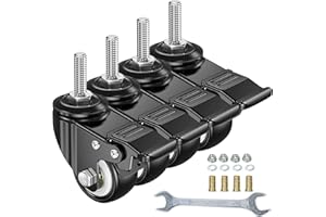 YEEMIGO 2 Inch Caster Wheels Metric Size M8×25mm Threaded Stem Casters Castors Wheels, 360 Degree Direction Double Brakes Industrial Wheel Furniture Caster for Carts and DIY Tools Pack of 4