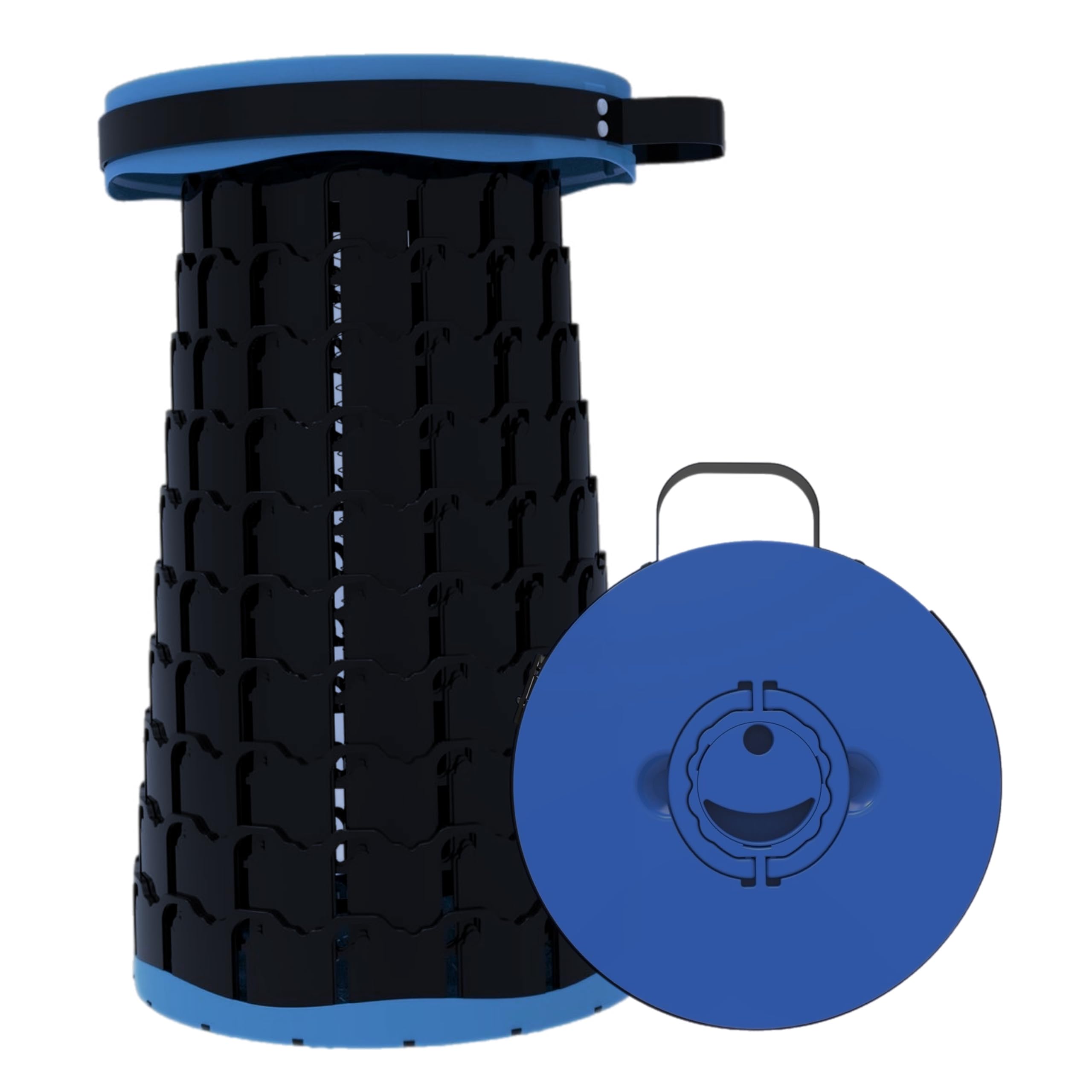 eBoutik - Portable Folding Telescopic Stool – Retractable Adjustable Pop Up Seat – Lightweight Travel Chair for Camping, Fishing etc - Dad's (Navy Blue)