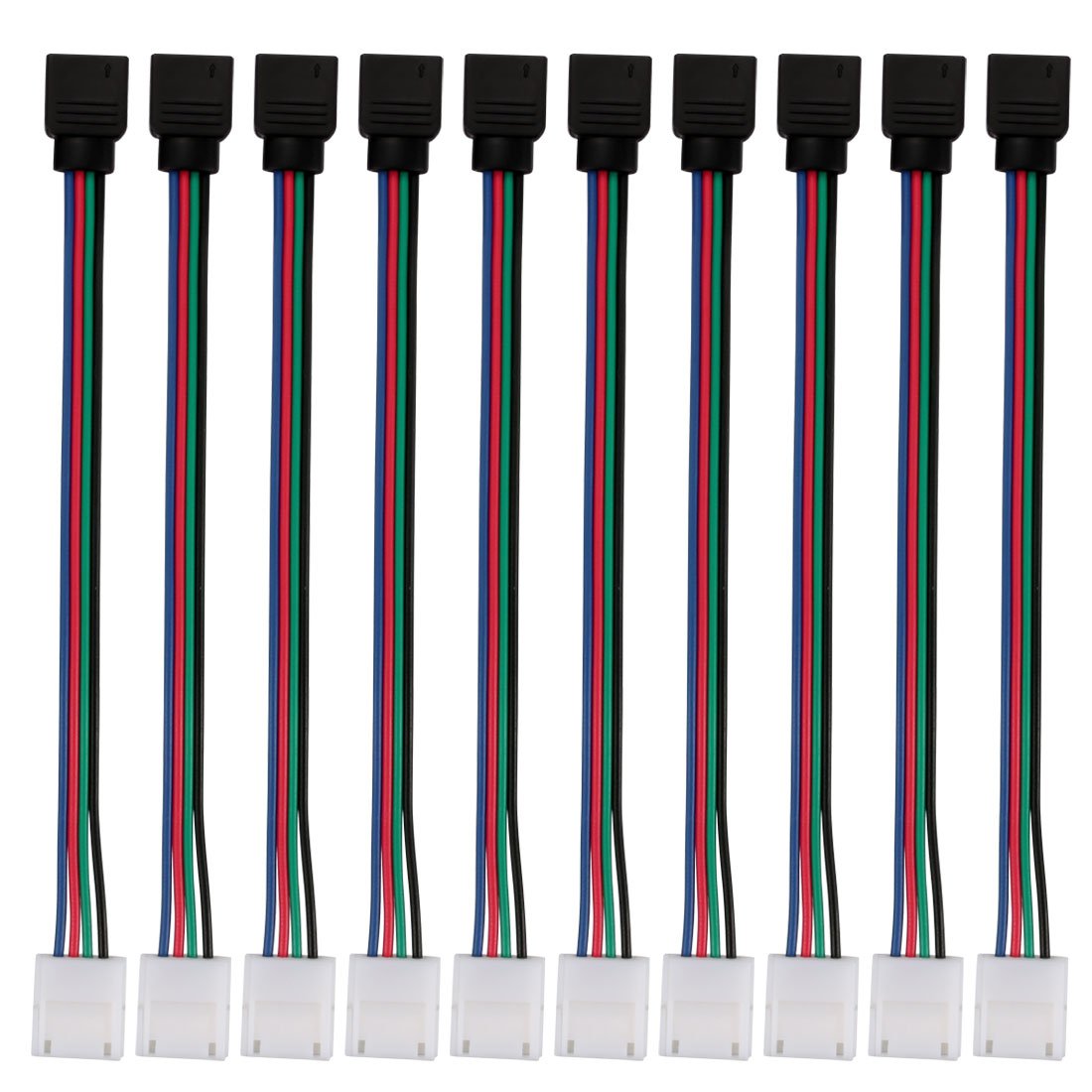 sourcingmap 10pcs 4 Pin Double End Conductor LED RGB Strip Light Connector 10mm Wide Strip to Controller Jumper for 5050 LED Strip Light