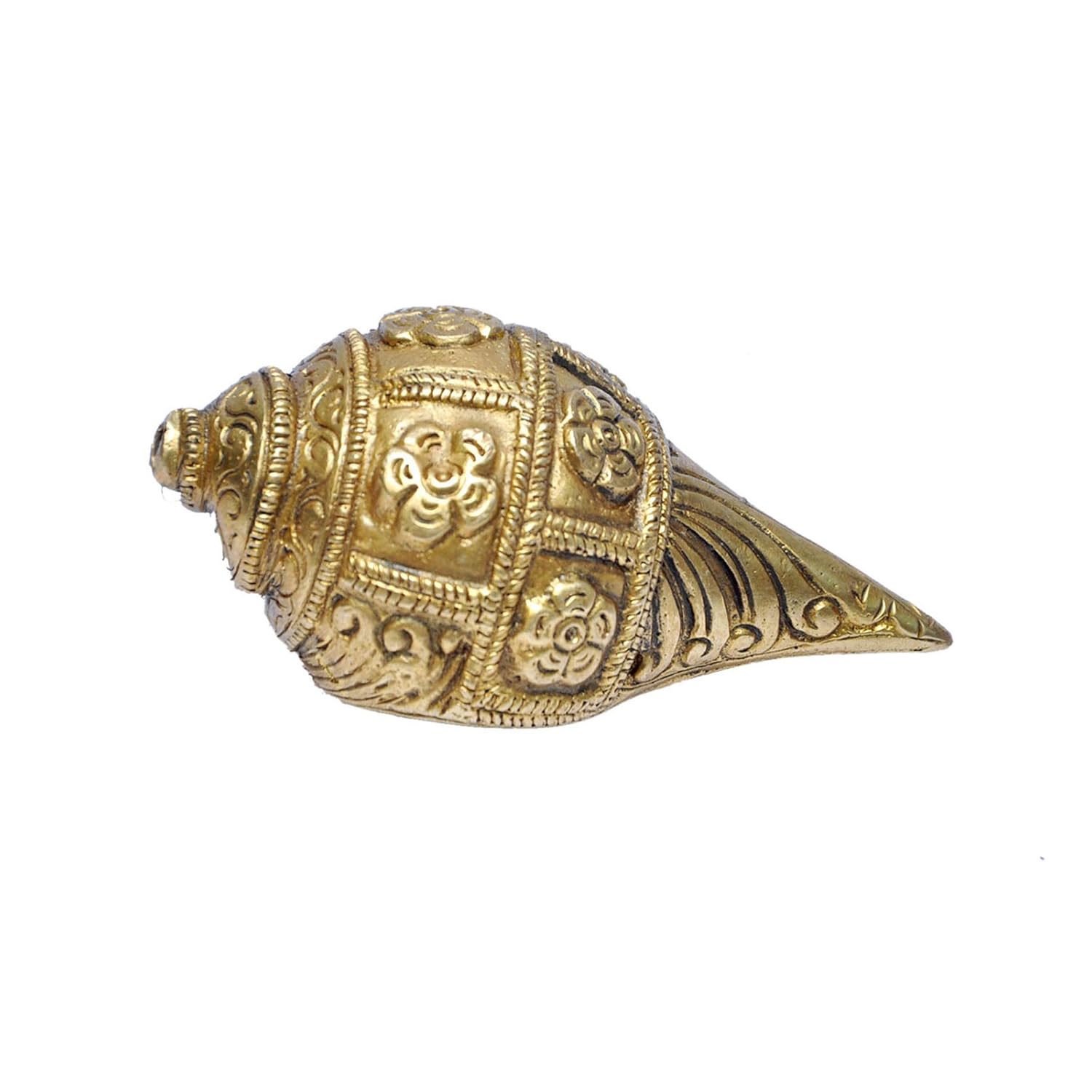 Mp Crafts Brass Shankh Conch Shell Flower Design For Pooja Home