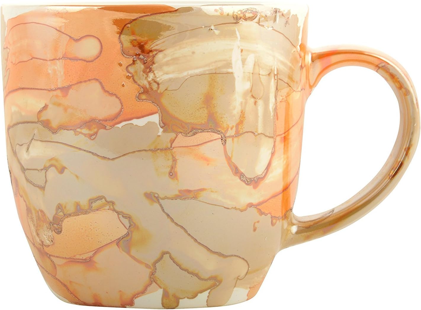 Woodenclave Gold & Orange Ceramic Tea Cups 180 ml Set of 6 Pieces