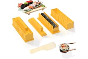 Sushi Making Kit, DIY Easy Sushi Maker Set with Sushi Mold and Spoon, Onigiri Mold, Help to Make Round Shaped SushisPerfect S