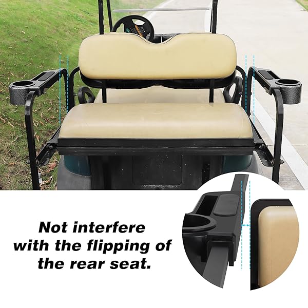 ROYKAW GOLF CART ARMREST WITH CUP HOLDER/REAR SEAT ARM RESTS FIT FOR EZGO/CLUB CAR/YAMAHA & MOST GOLF CART, UPGRADE 3RD GEN – WITH PHONE HOLDER, NO DRILLING REQUIRED, FIT 1.0″/1-1/4″ SQUARE TUBE FRAME