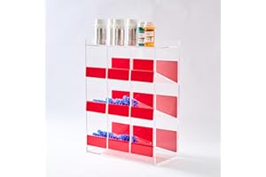 CiaoHER Clear Acrylic Tube Rack 9 Compartment Wall Mounting or Countertop with Pull-out Trays for Each Compartment, 12" W x 5.5" D x 16" H