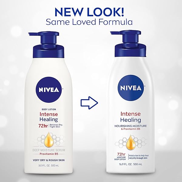 NIVEA INTENSE HEALING BODY LOTION FOR VERY DRY, ITCHY SKIN WITH GLYCERIN, PROVITAMIN B5 AND NIACINAMIDE, 72-HOUR BODY MOISTURIZER, 16.9 FL OZ PUMP BOTTLE