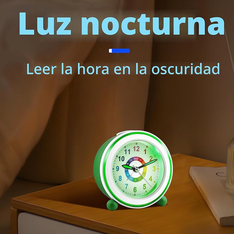 Despertador Infantil sin Tic TAC para Niños de 5 a 16 Años con Luz