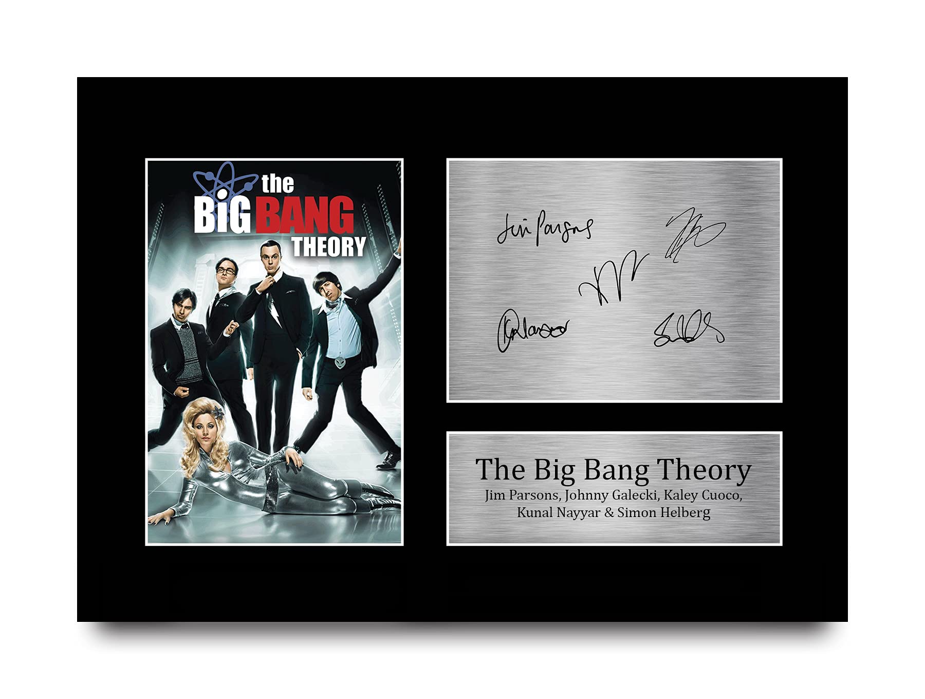 HWC Trading The Big Bang Theory Gift Signed A4 Printed Autograph Jim Parsons Johnny Galecki kaley Cuoco Kunal Nayyar Simon Helberg Gifts Print Photo Picture Display