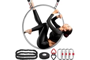 DASKING Professional Double-Ear Aerial Hoop Kit - 80/85/90cm x 32mm Lyra, 2-Ton Safety System & Anti-Slip Grip Stainless Stee
