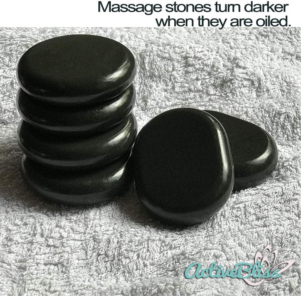 Hot Stones - 6 Large Essential Massage Stones Set (3.15in) for Professional or Home spa, Relaxing, Healing, Pain Relief by ActiveBliss: Health & Personal Care