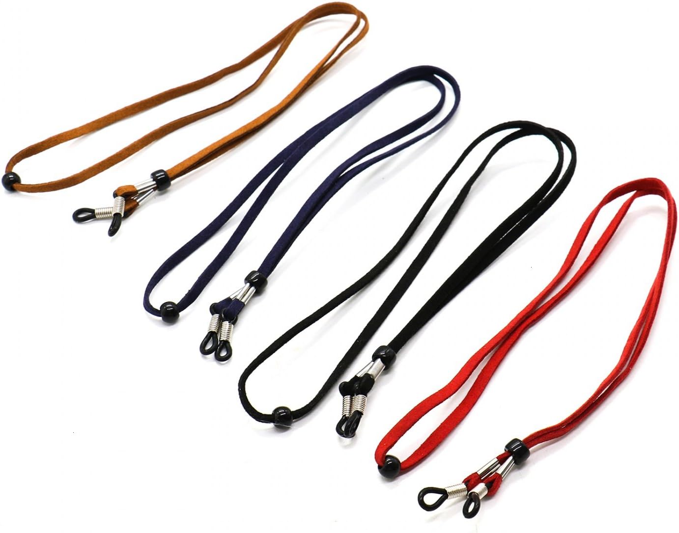 SenseYo 4 Pieces Leather Glasses Cord Eyewear Strap Eyeglass Chain Glasses Holder Lanyard Eyewear Retainer for Men Women Boys Girls