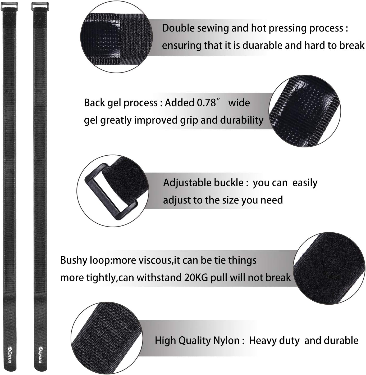 Epessa Bike Rack Strap Bike Wheel Stabilizer Straps, Stonger Grip with Gel, Adjustable, 2 Pack (Black) : Sports & Outdoors