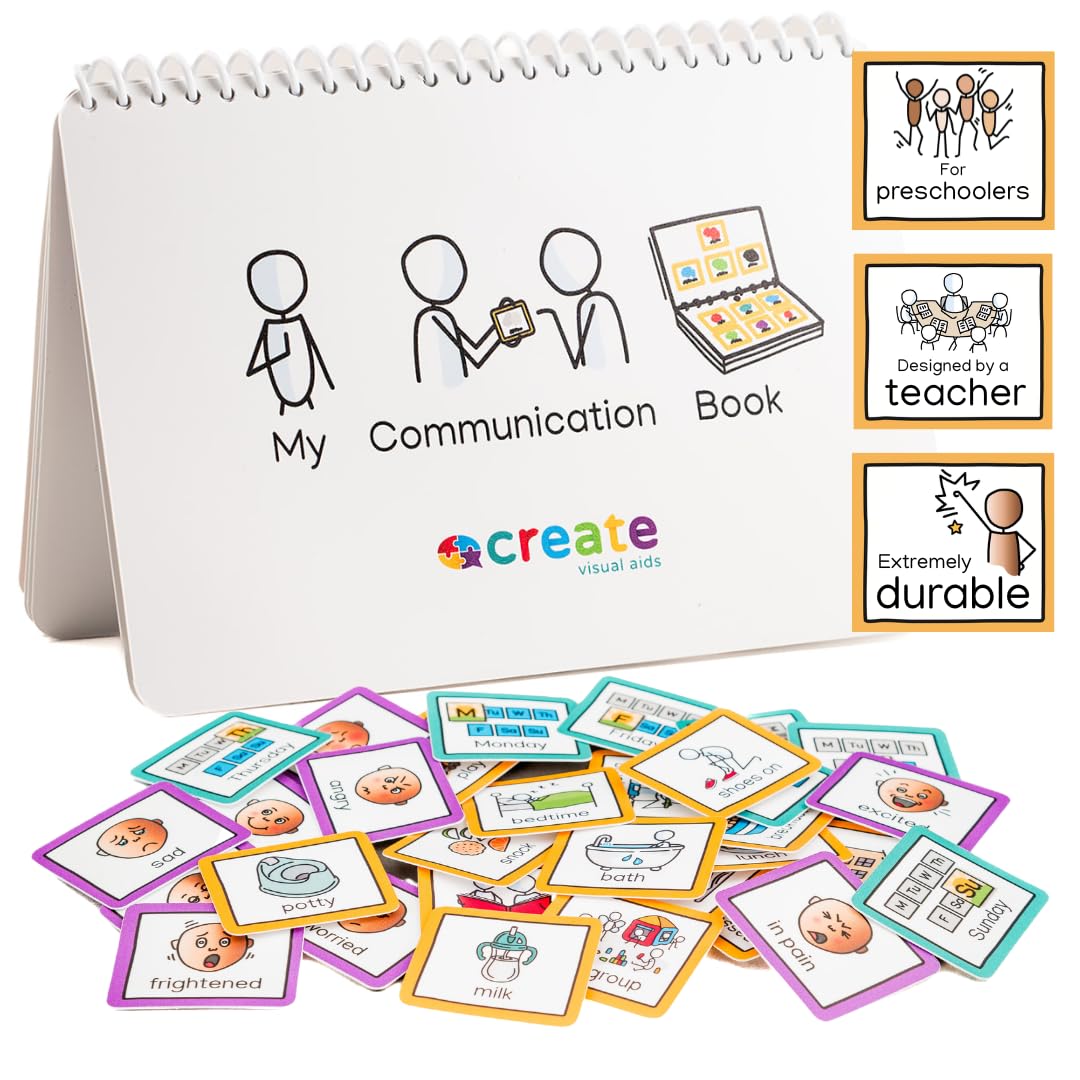 Communication Book with 6 visual communication resources and 34 removable pecs cards visual symbols to support communication, routine and transition - Suitable for autism, adhd (Preschoolers)