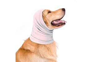 YOYOXINFISH Dog Hat Hoodie, Winter Warm Dog Hat, No Flap Ear Wrap, for Anxiety Relief, Soothing, Grooming, Neck Warming Ear Muffs for Dogs (White, Small-9.5-14.1 inches)