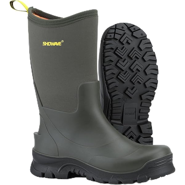 Amazon.com | Showave Men's Mid Calf Rubber Work Boots Waterproof