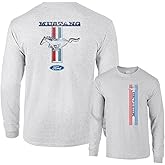 Ford Mustang Pony Racing Stripe 5.0 Muscle Cars Long Sleeve T-Shirt Front Back Print