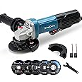 DongCheng 9.2 Amp Power Angle Grinders, 4-1/2 in., 11800RPM, Tool-Free Guard, Electric Metal Grinder Tool, Small Corded Angle Grinder, Paddle Switch, Shockproof Handle for Cutting, Grinding, Polishing