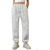 MSBESYOR Casual Camo Sweatpants for Women Baggy Fleece Y2K Camouflage High Waisted Joggers Pants with Pockets Streetwear