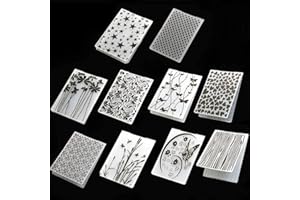 QSZKEER 10 Styles Plastic Embossing Folder DIY Craft Template Molds Stamp Stencils Scrapbook Paper Cards Photo Album Making Tool Embossing Folders Handmade Art Craft Supplies Fondant Cake Decorating Mold