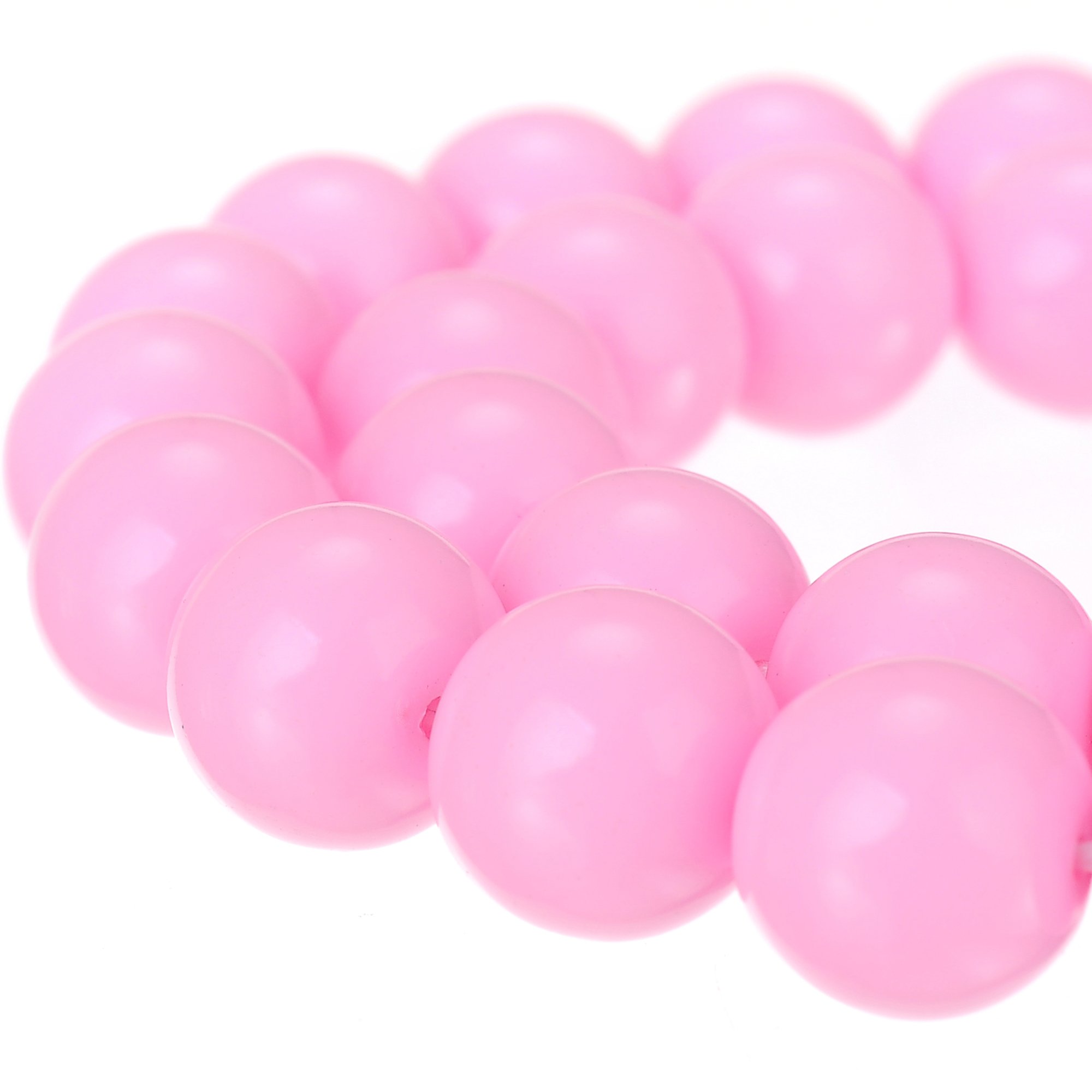 RUBYCA Round Opaque Painted Druk Czech Glass Beads Bulk Jewelry Making Supplies Strand (Pink, 4mm)