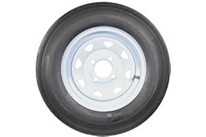 eCustomrim Trailer Tire On White Rim 530-12 5.30-12 5.30 x 12 Load Range C 4 Lug 12 x 4 Wheel - 2 Year Warranty w/Free Roadside