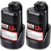 【Upgrade】2Pack 3.0Ah Replace Battery for Bosch 12V Batteries BAT414 Compatible with Bosch 12V max Lithium-Ion Tools and Charg