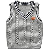 Achiyi Boys Sweater Vest Cable Knit V-Neck Knitted Uniform Toddler Kids Girls Clothes Dress Vests