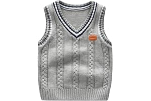 Achiyi Boys Sweater Vest Cable Knit V-Neck Knitted Uniform Toddler Kids Girls Clothes Dress Vests