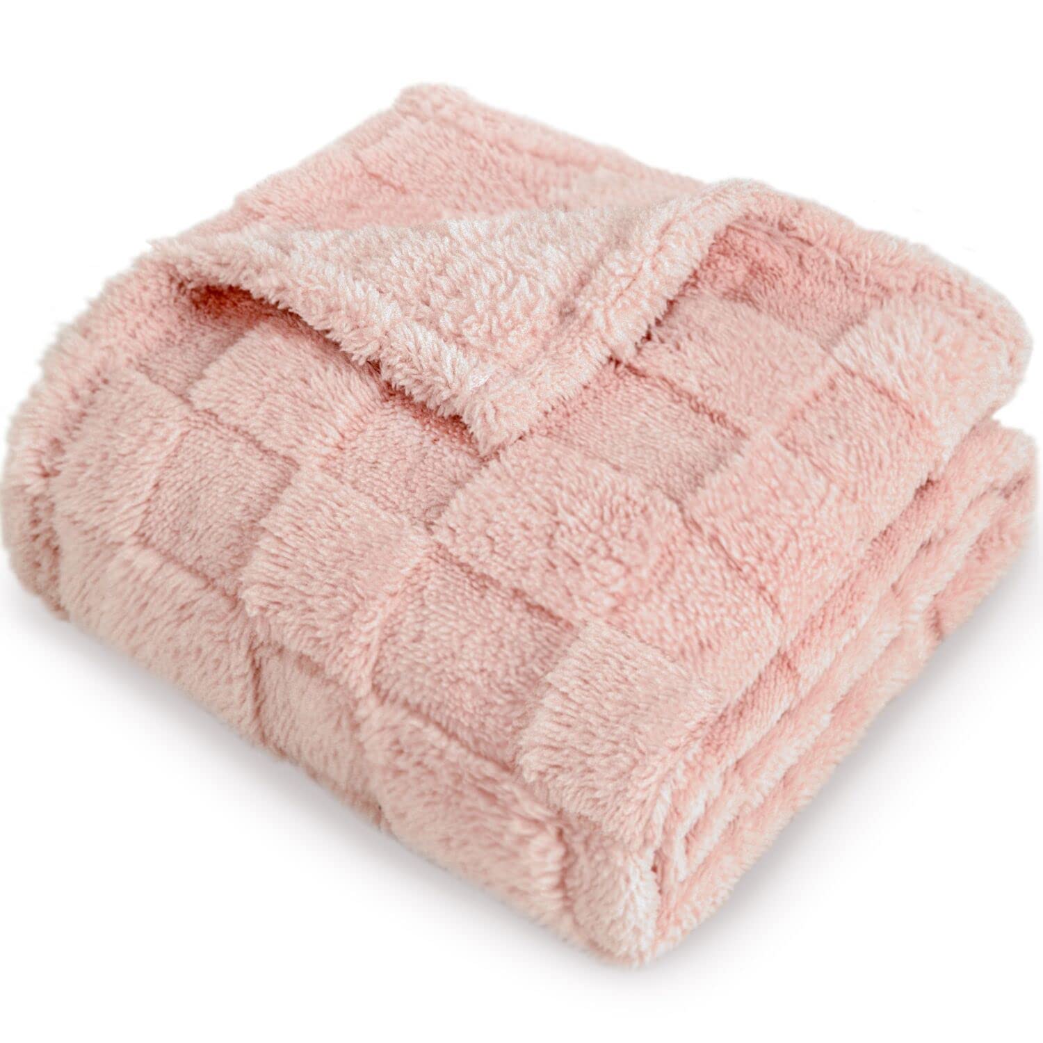 Photo 1 of HOMRITAR Baby Blanket for Girls 3D Checkerboard Grid Ultra- Soft Fluffy Toddler Blanket for Kids Warm Cozy Chessboard Chocolate Design Infant Blanket 30 x 40 Inches Pink